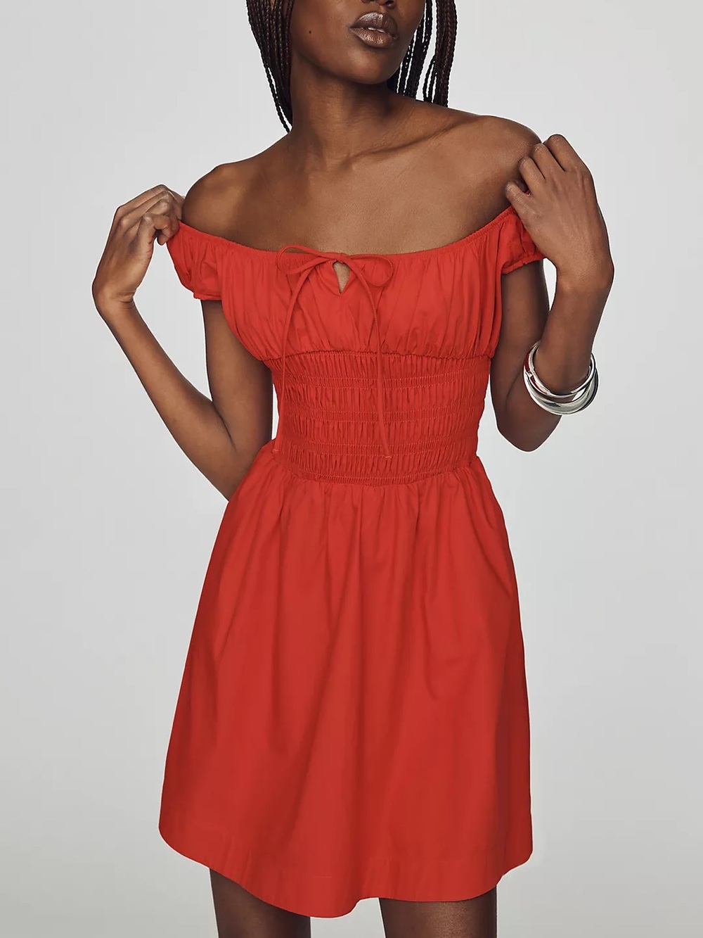 Anthropologie Tomato Red Smocked Dress